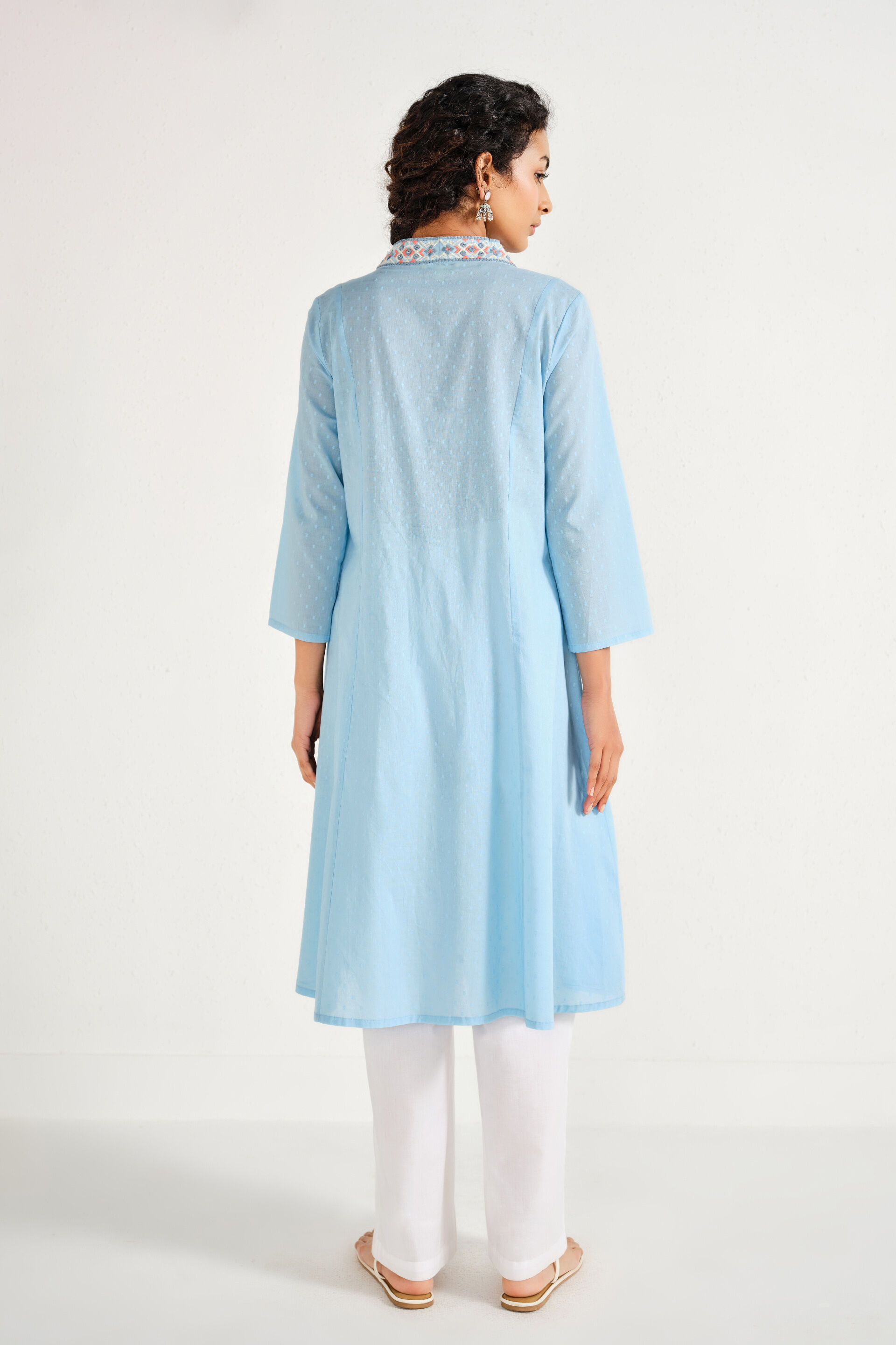 Mehroz Blue Cotton Kurta, Sky Blue, image 6